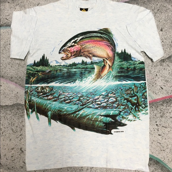 Vintage Fish Shirt Habitat Size Small 